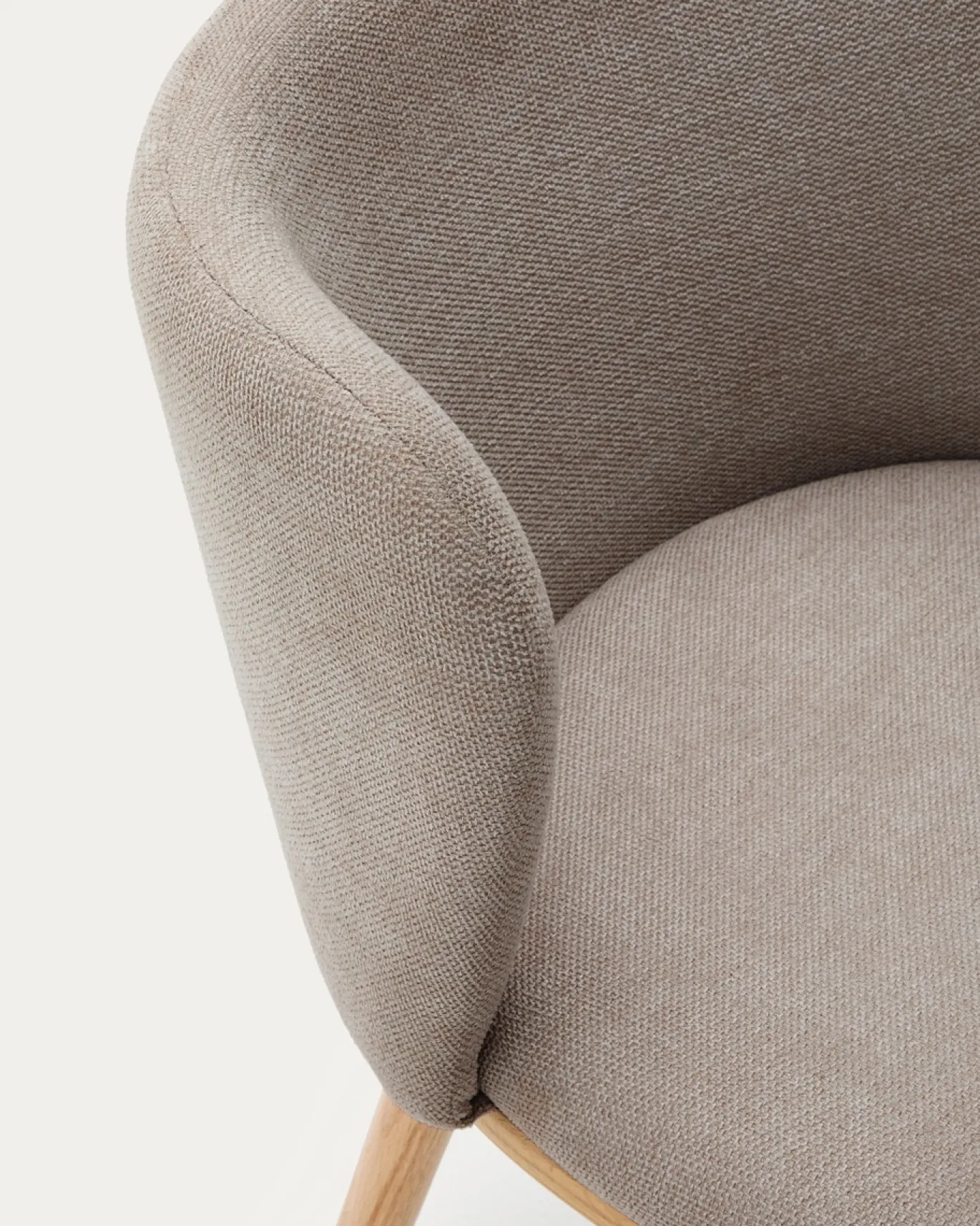 Kave Home Stoel Ciselia Bruin Chenille en Essenhout