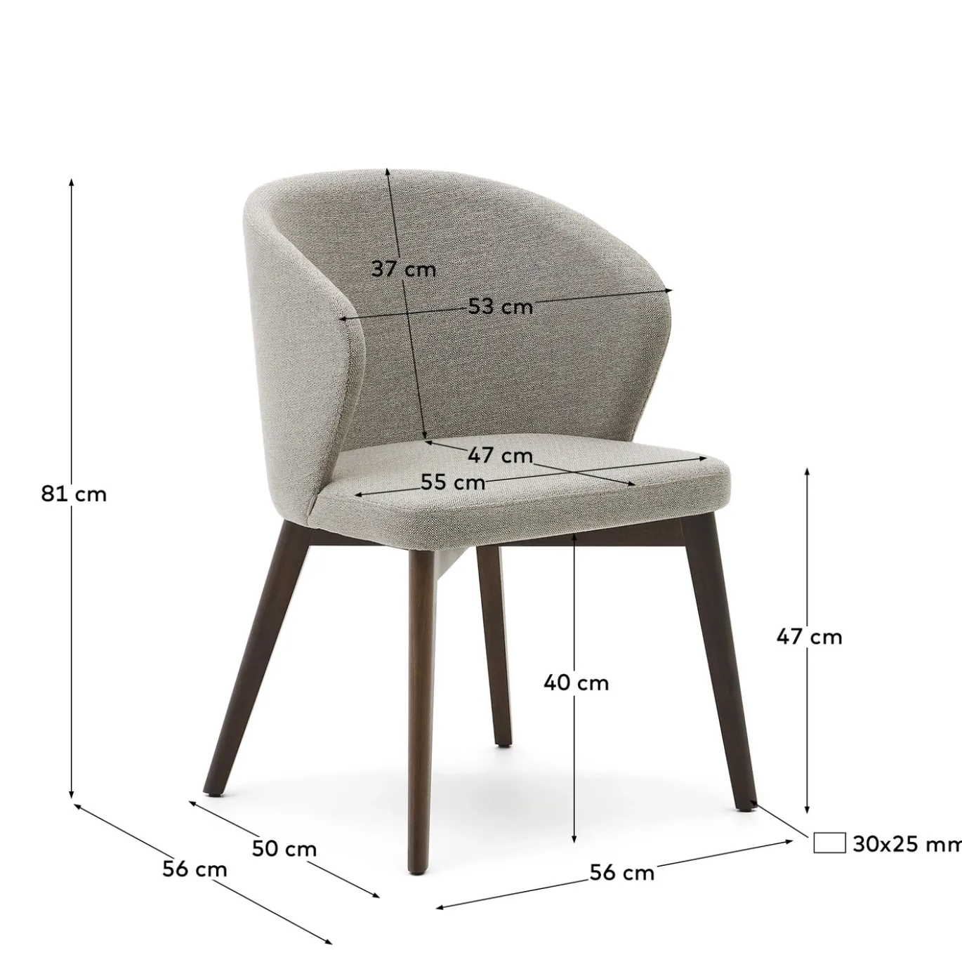 Kave Home Stoel Darice Massief Beukenhout Walnoot Bruin