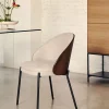 Kave Home Stoel Eamy Lichtbruin Chenille en Bruin Essenhoutfineer