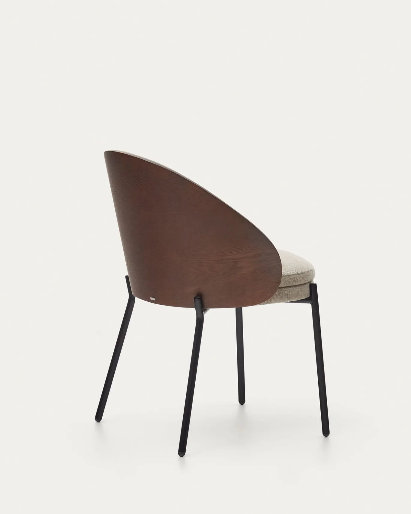 Kave Home Stoel Eamy Lichtbruin Chenille en Bruin Essenhoutfineer