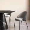 Kave Home Stoel Eamy Lichtgrijs Chenille en Zwart Essenhoutfineer