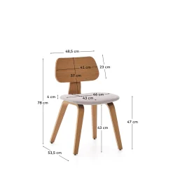 Kave Home Stoel Gena Beige Chenille met Eikenfineer en Rubberhout