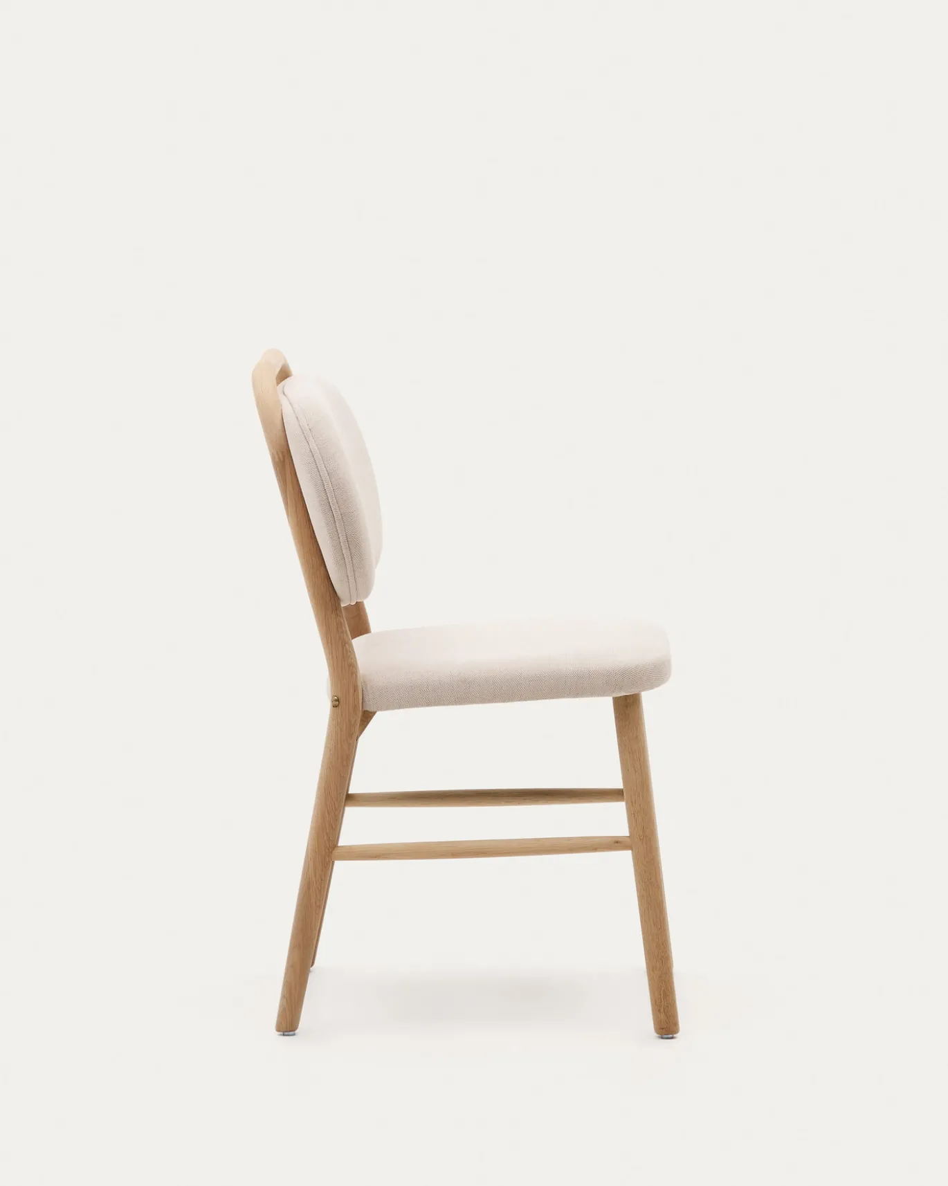 Kave Home Stoel Helda Beige Chenille en Massief Eikenhout