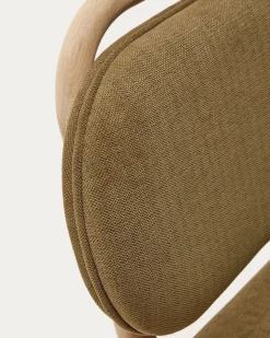 Kave Home Stoel Helda Groen Chenille en Massief Eikenhout