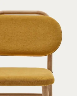 Kave Home Stoel Helda Mosterd Chenille en Massief Eikenhout