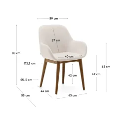 Kave Home Stoel Konna Beige Essenhout Bruin