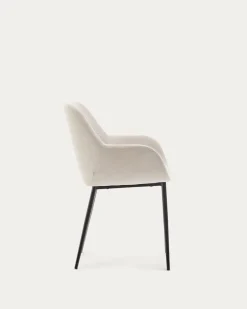 Kave Home Stoel Konna Beige met Zwart Gelakte Poten