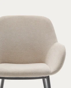 Kave Home Stoel Konna Beige met Zwart Gelakte Poten