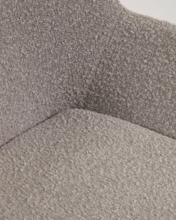 Kave Home Stoel Konna Lichtgrijs Bouclé Essenhout Naturel