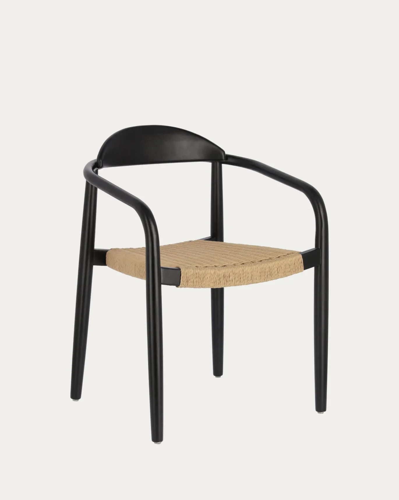 Kave Home Stoel Nina Massief Acaciahout Zwart en Naturel Touw