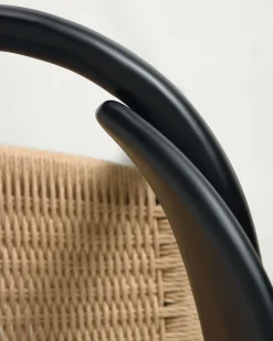 Kave Home Stoel Nina Massief Acaciahout Zwart en Naturel Touw