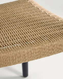 Kave Home Stoel Nina Massief Acaciahout Zwart en Naturel Touw