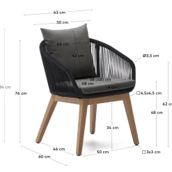 Kave Home Stoel Portalo Zwart Touw