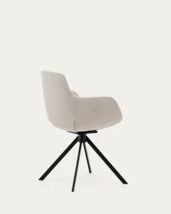Kave Home Stoel Tissiana Draaibaar Beige Chenille