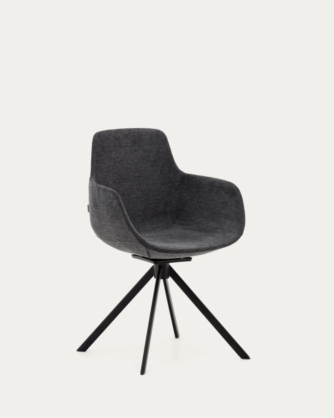 Kave Home Stoel Tissiana Draaibaar Donkergrijs Chenille
