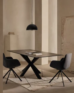 Kave Home Stoel Tissiana Draaibaar Donkergrijs Chenille