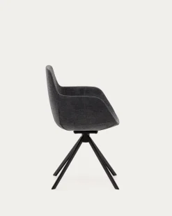 Kave Home Stoel Tissiana Draaibaar Donkergrijs Chenille