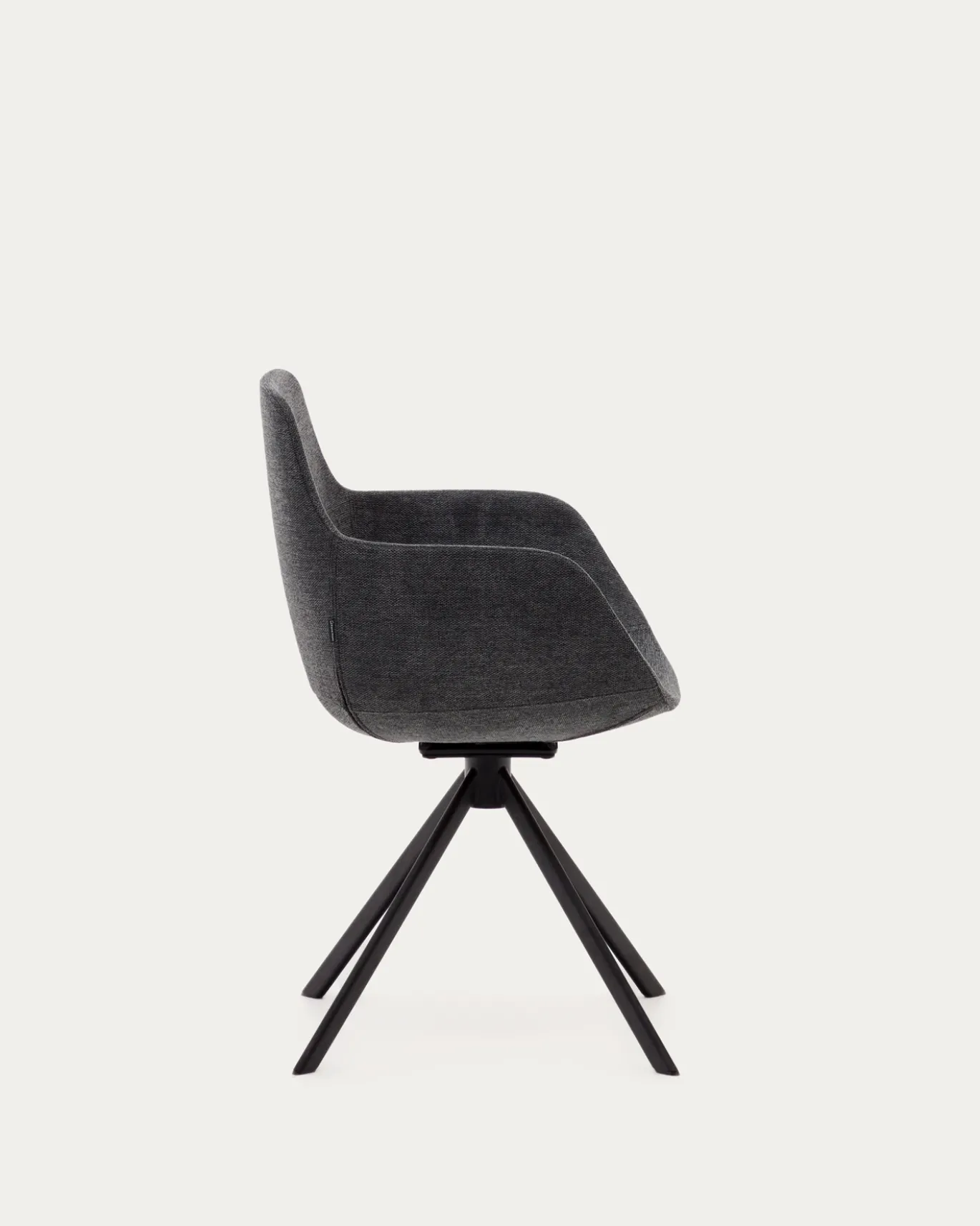 Kave Home Stoel Tissiana Draaibaar Donkergrijs Chenille