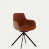 Kave Home Stoel Tissiana Draaibaar Bruin Kunstleer
