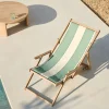 Kave Home Strandstoel Vilara Outdoor Acaciahout met Groen en Beige Strepen