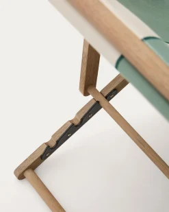 Kave Home Strandstoel Vilara Outdoor Acaciahout met Groen en Beige Strepen