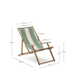 Kave Home Strandstoel Vilara Outdoor Acaciahout met Groen en Beige Strepen