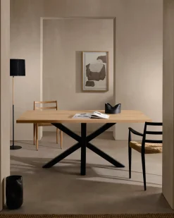 Kave Home Tafel Argo Naturel Melamine Zwart 200x100cm