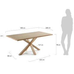 Kave Home Tafel Argo Naturel Melamine Houteffect 200x100cm