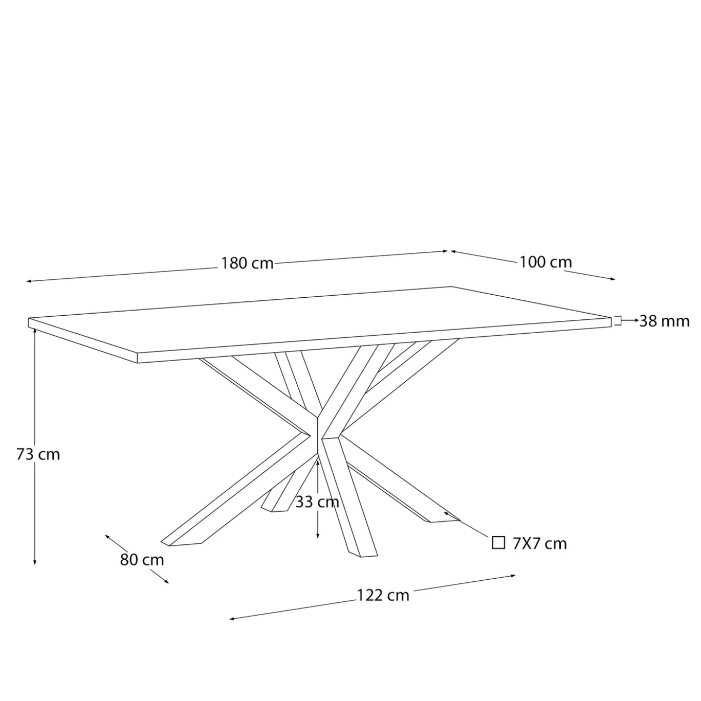 Kave Home Tafel Argo Verouderd Eikenfineer 180x100cm