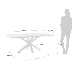 Kave Home Tafel Argo Wit Melamine Wit 200x100cm