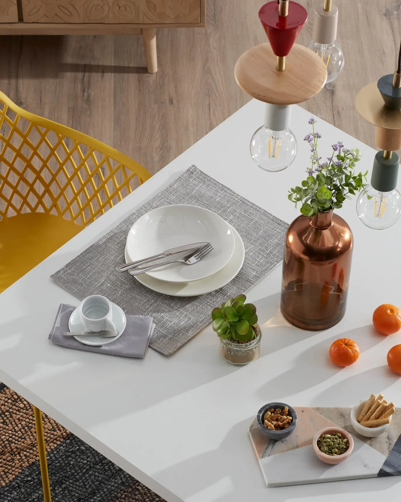 Kave Home Tafel Argo Wit Melamine Wit 200x100cm