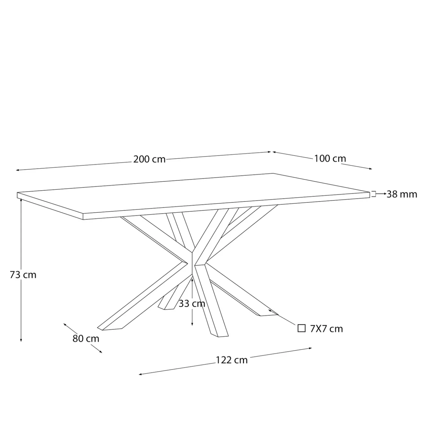 Kave Home Tafel Argo Wit Melamine 200x100cm