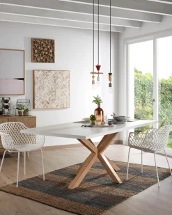 Kave Home Tafel Argo Wit Melamine Houteffect 200x100cm