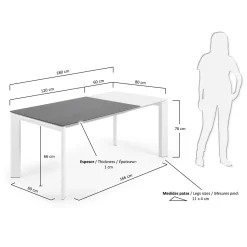 Kave Home Tafel Axis 120 (180)cm Wit Benen