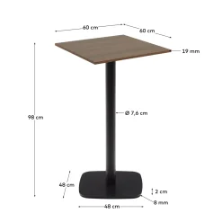 Kave Home Tafel Dina Hoog Bruin Noothout Melamine 60x60x96cm