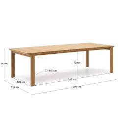 Kave Home Tafel Icaro Massief Teakhout 280x112cm