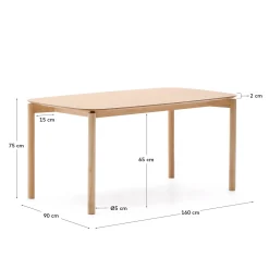 Kave Home Tafel Indara Essenhoutfineer en Rubberhout 160x90cm