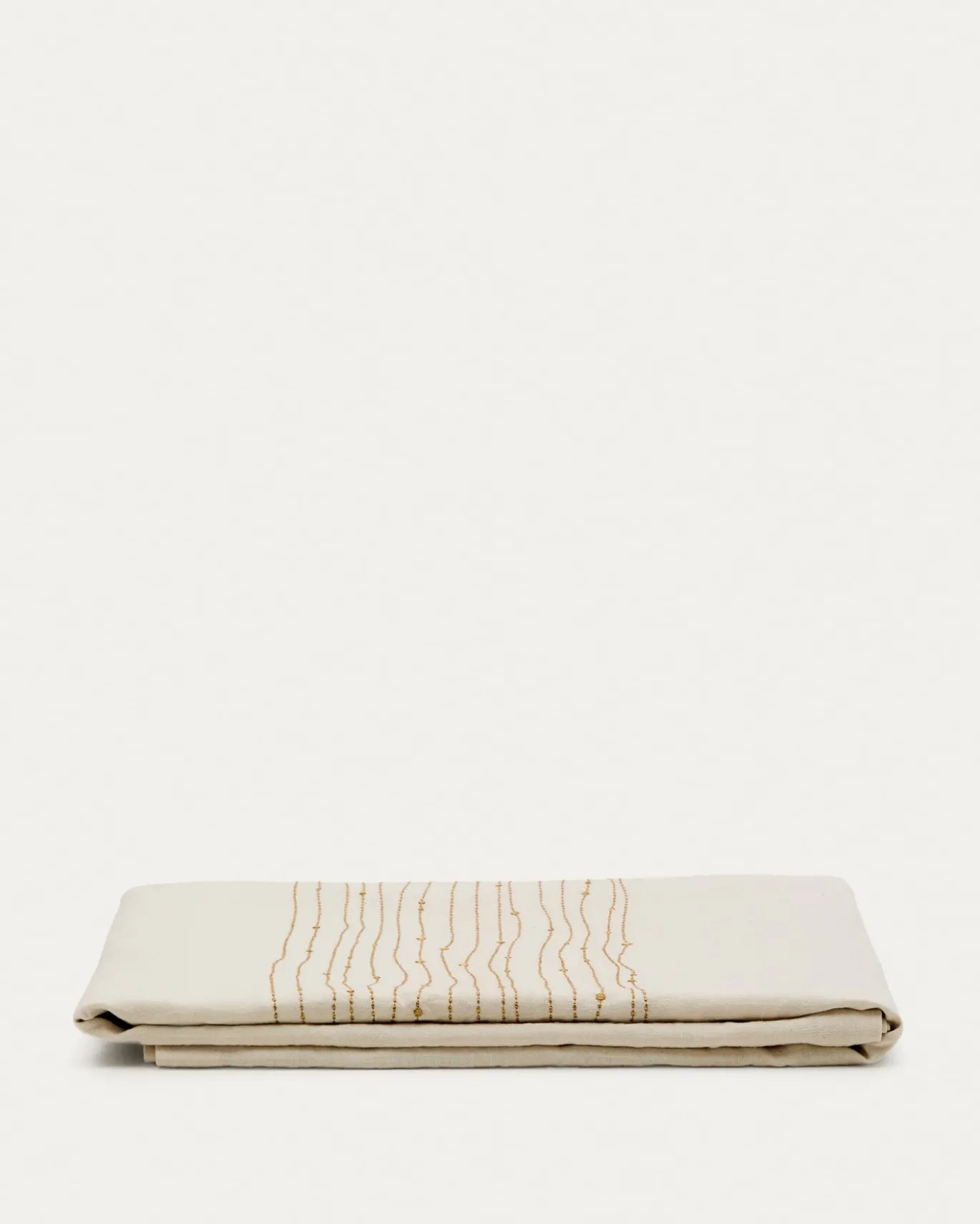 Kave Home Tafelkleed Flia Linnen En Katoen Wit/Goudkleurig 150x250cm