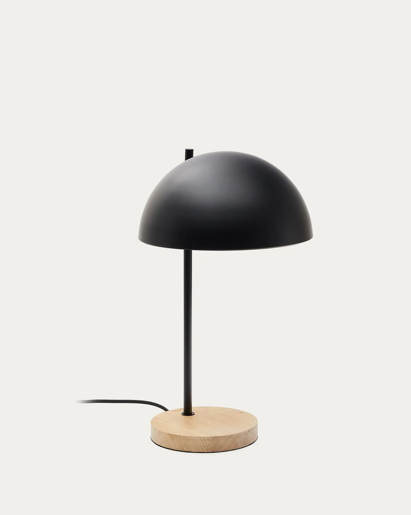 Kave Home Tafellamp Catlar Essenhout en Zwart Metaal