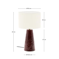 Kave Home Tafellamp Drava Keramiek Donkerrood