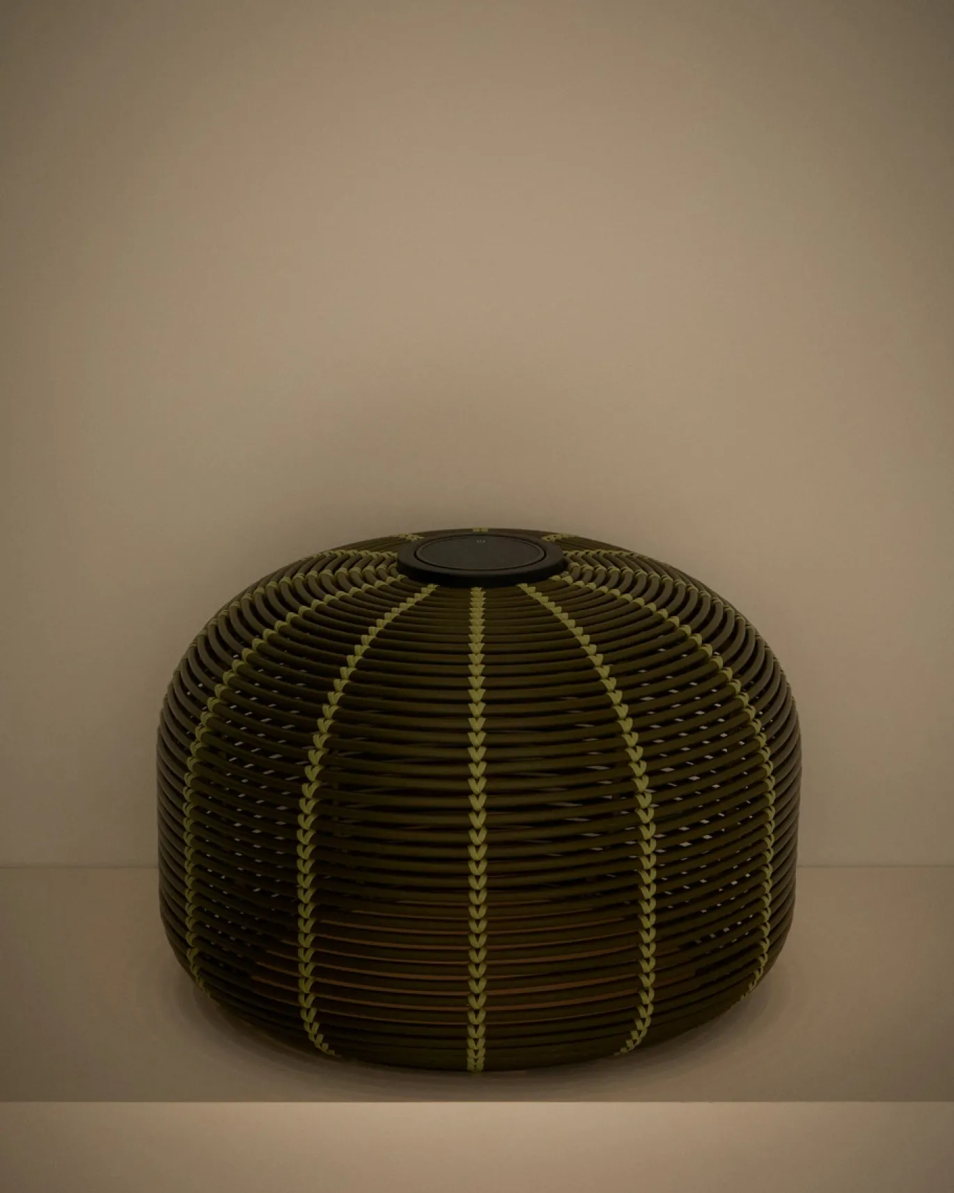 Kave Home Tafellamp Garoina Outdoor Rotan Groen Ø50cm