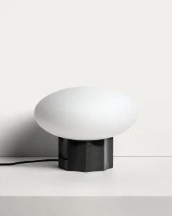 Kave Home Tafellamp Idela Glas Marmer Zwart Ø26cm