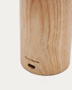 Kave Home Tafellamp Luba Draagbaar Massief Essenhout Groen