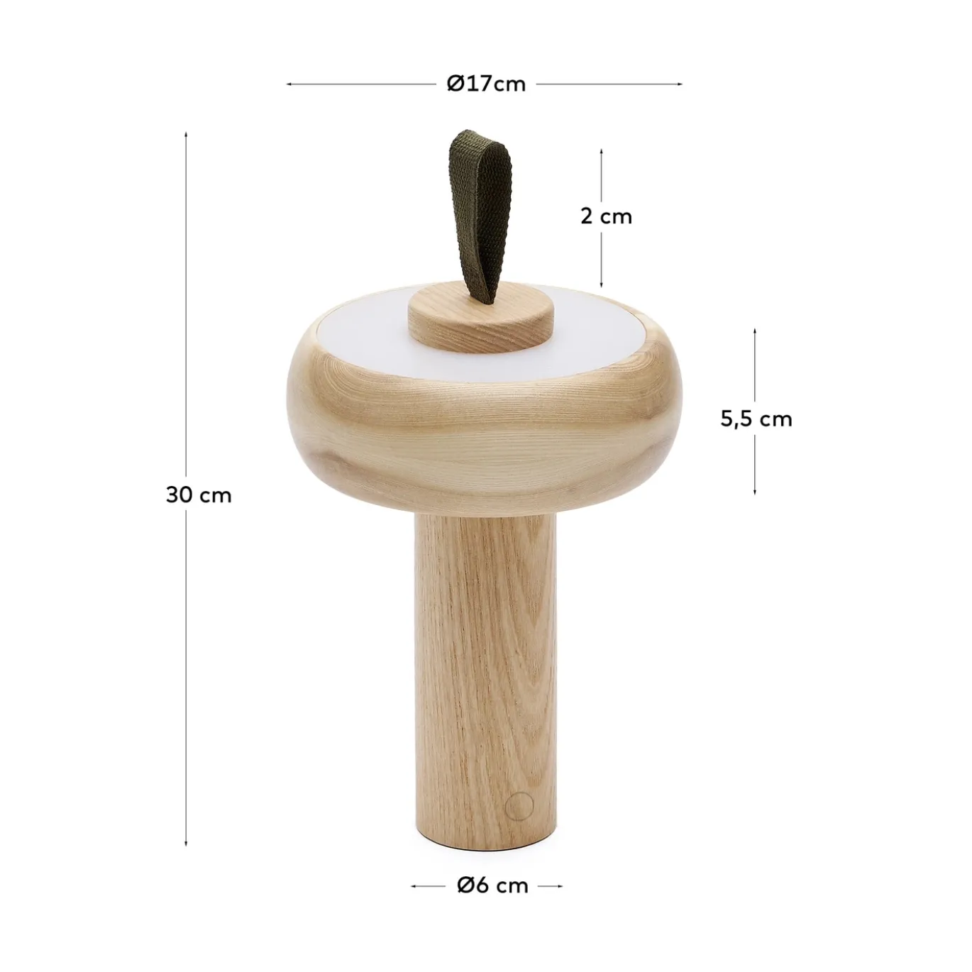Kave Home Tafellamp Luba Draagbaar Massief Essenhout Groen
