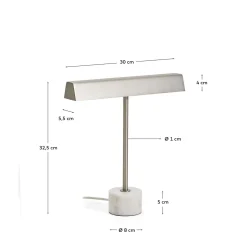 Kave Home Tafellamp Lynor Geborsteld Metaal met Wit Marmer