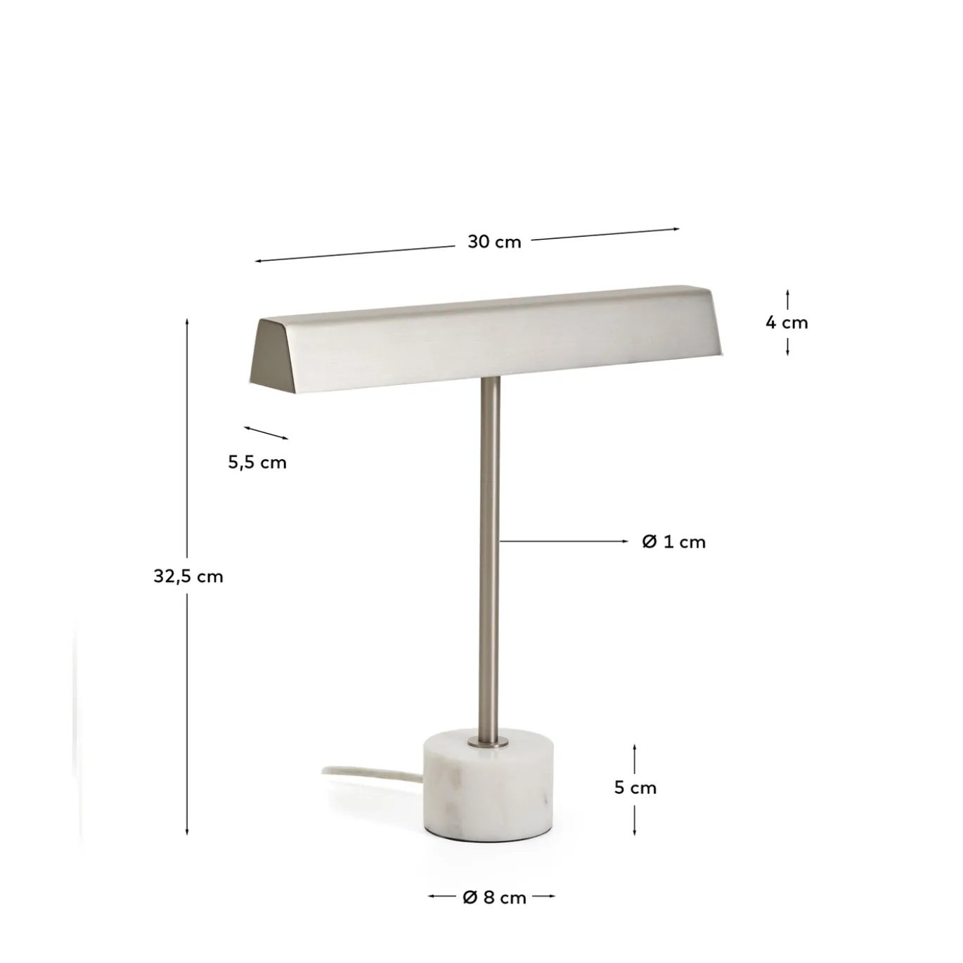 Kave Home Tafellamp Lynor Geborsteld Metaal met Wit Marmer