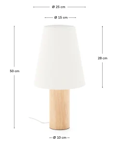 Kave Home Tafellamp Marga Rubberhout Beige/Naturel