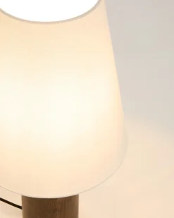 Kave Home Tafellamp Marga Rubberhout Beige/Walnoot