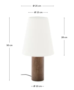 Kave Home Tafellamp Marga Rubberhout Beige/Walnoot