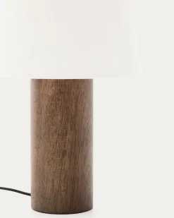 Kave Home Tafellamp Marga Rubberhout Beige/Walnoot